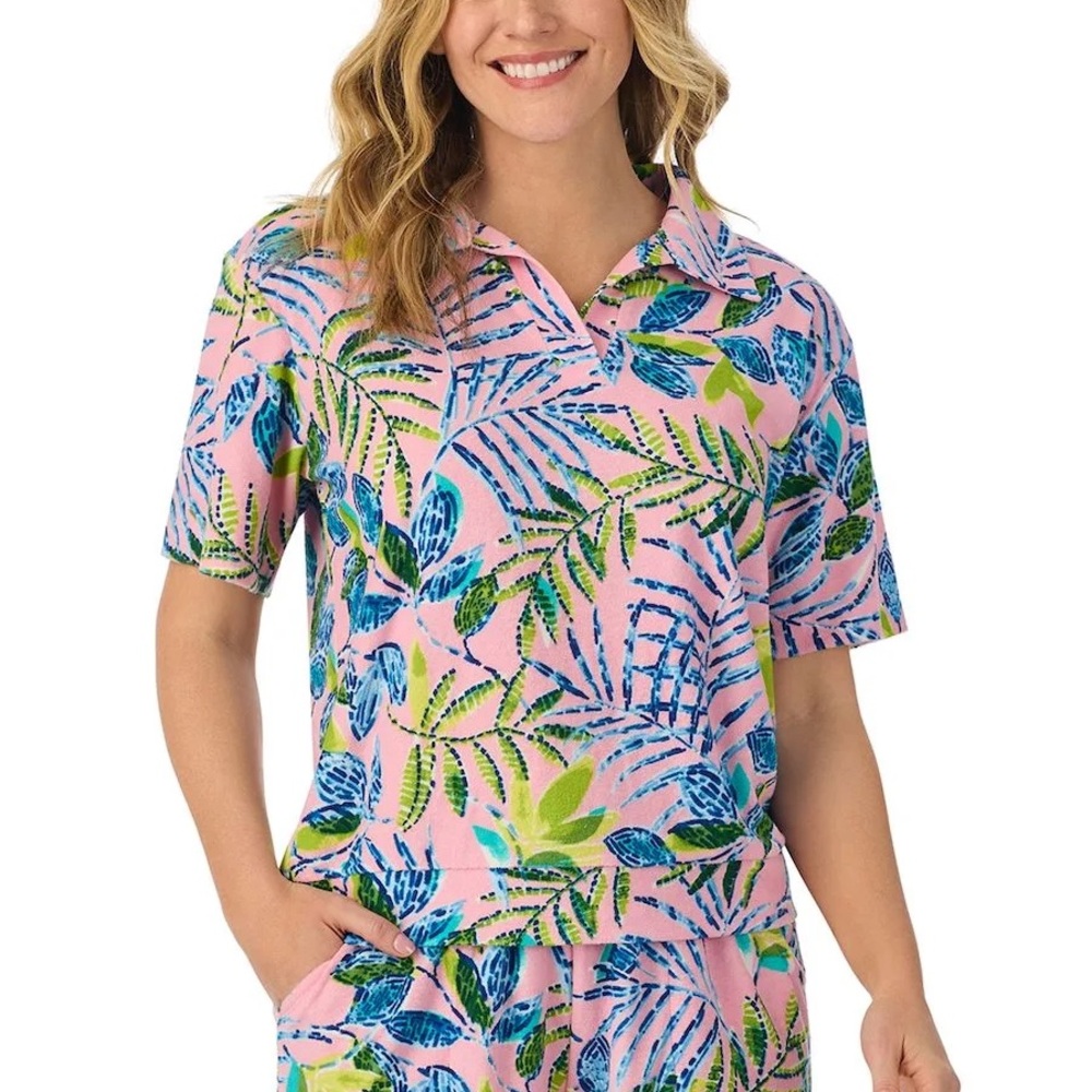 Cuddl Duds tropical Brushed‎ baby terry blouse vacation beach resort